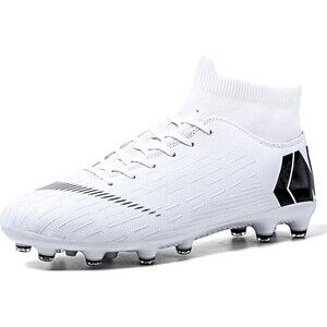 Big Boy Soccer Boots Shoes Turf Indoor Youth High Top Ankle Football White Size